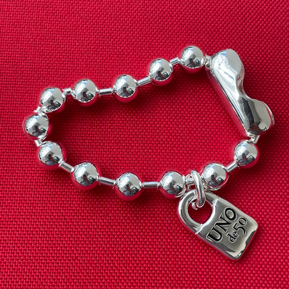 UNO de 50 Silver Beaded Bracelet with Lock Charm - Picture 5 of 16